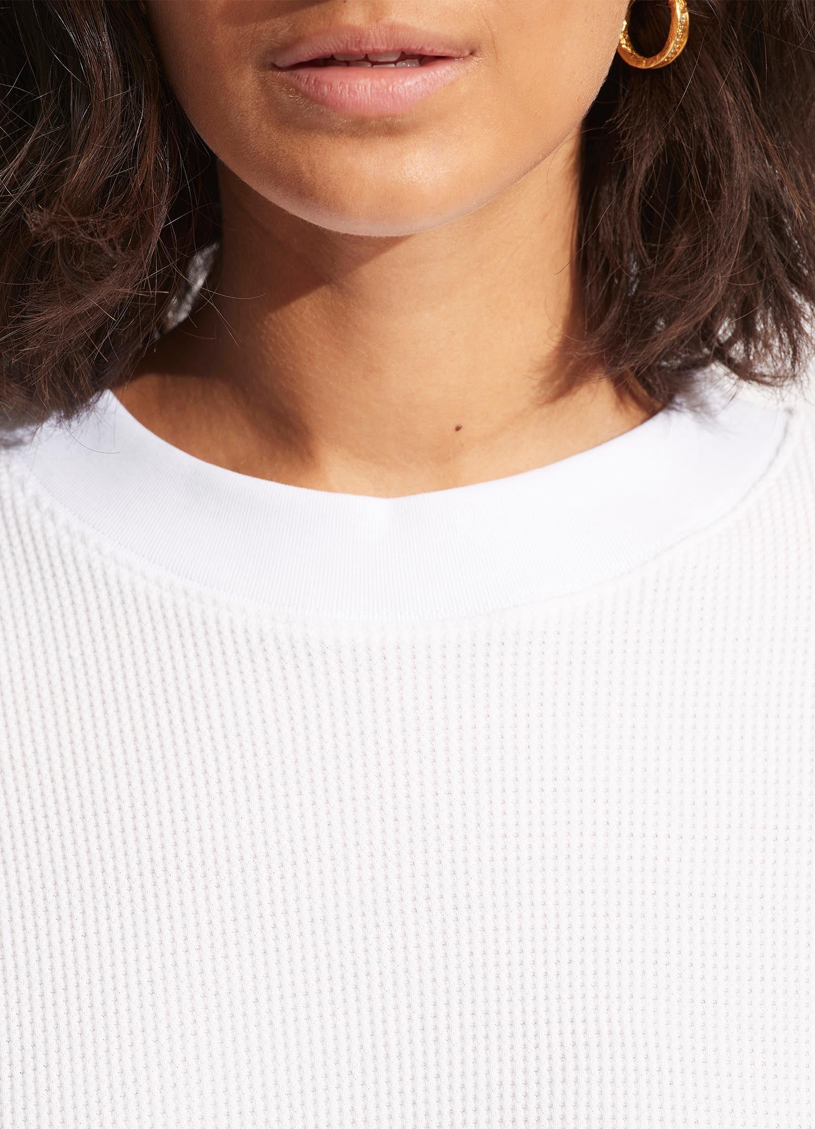 Waffle Sweat Top - White - White view 5