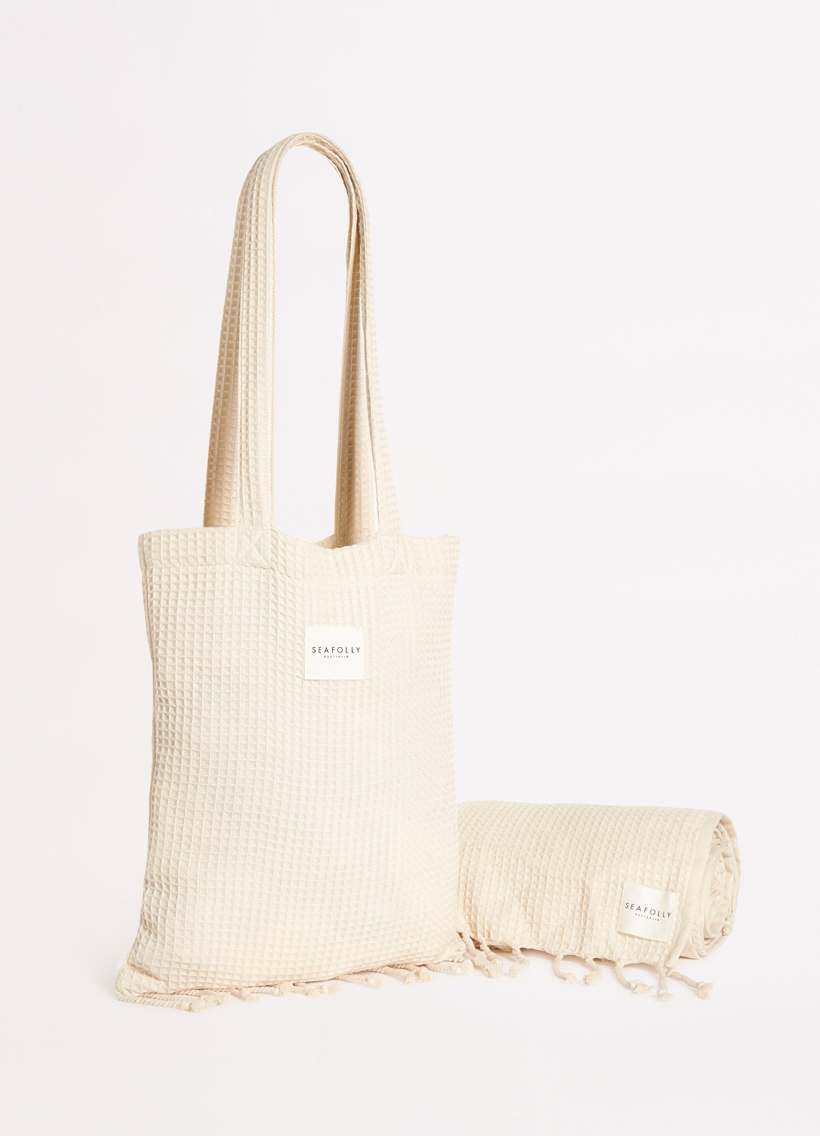Waffle Towel & Tote Set - Sand - Sand view 2