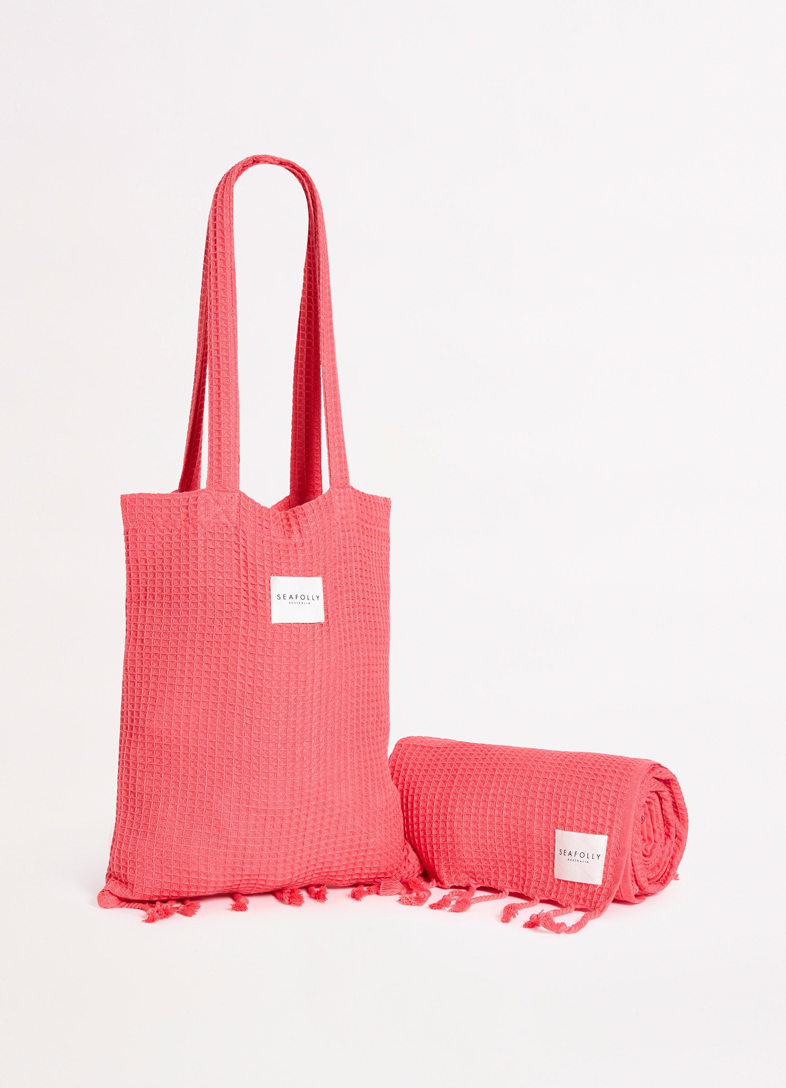 Waffle Towel & Tote Set - Sun Kissed Coral - Sun Kissed Coral view 2
