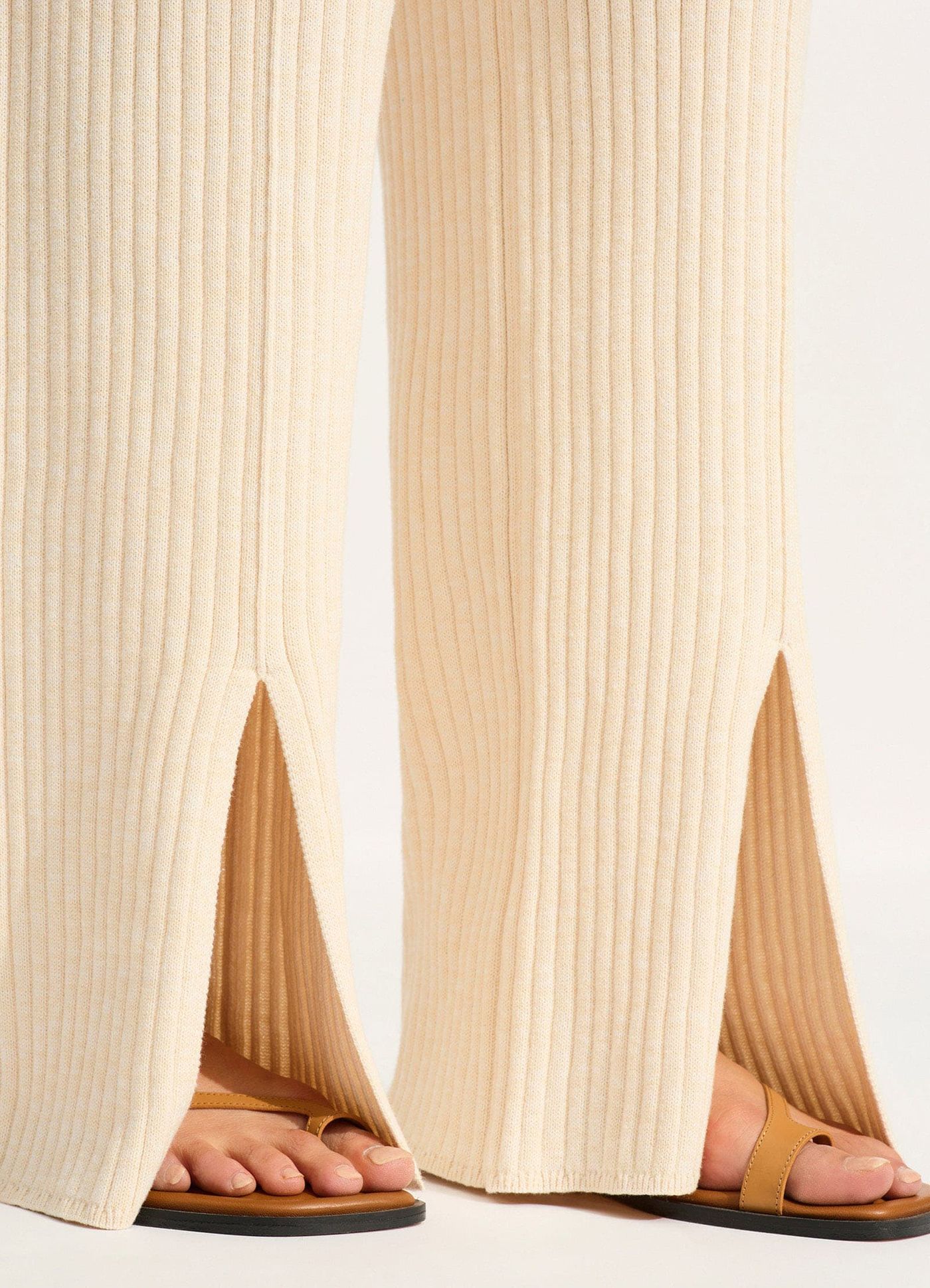 Wavelength Front Split Knit Pant - Ecru - Ecru view 5