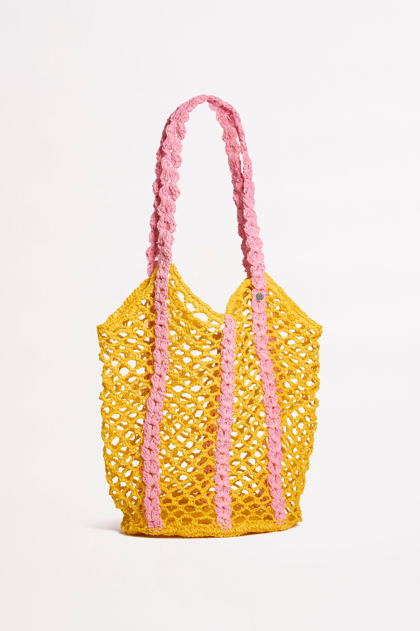 Waves Woven Tote - Pink/Yellow - Pink/Yellow view 2