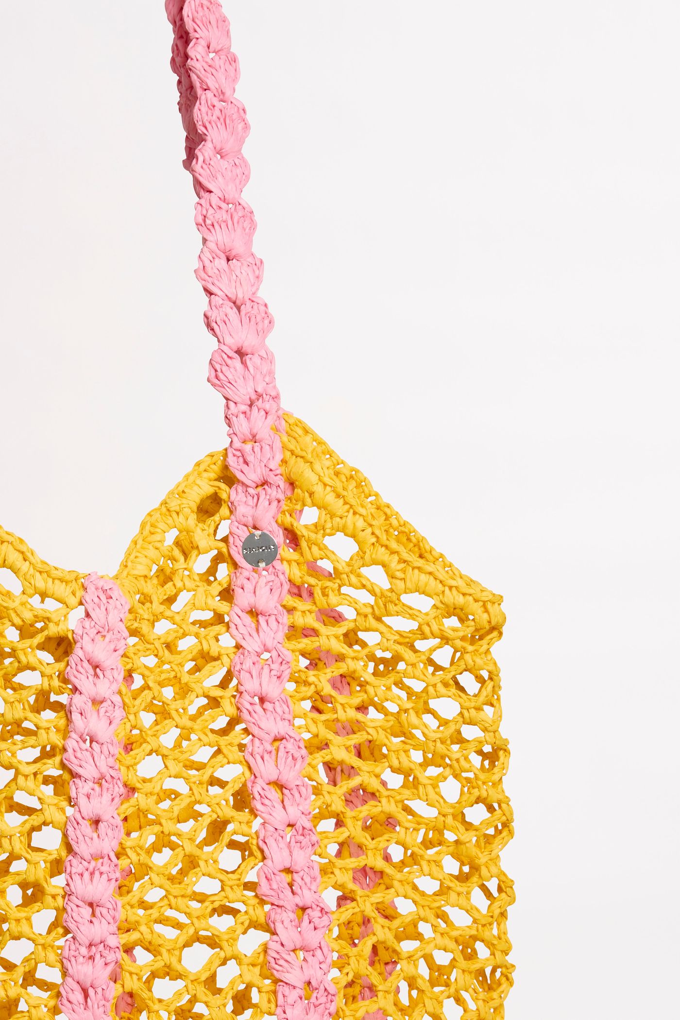 Waves Woven Tote - Pink/Yellow - Pink/Yellow view 3