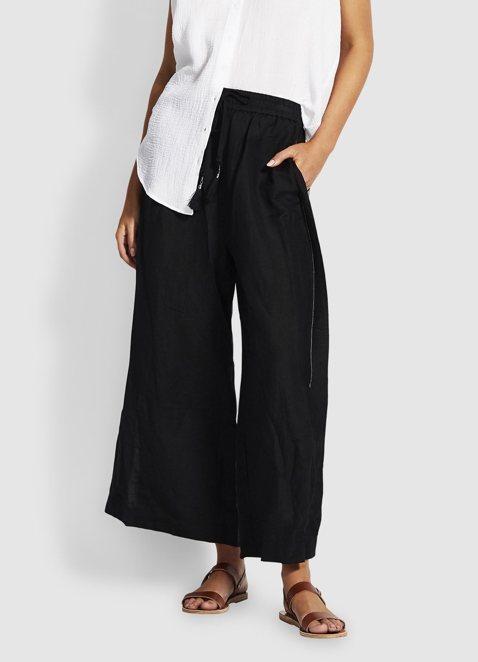 Weekender Linen Pant - Black - Black view 2