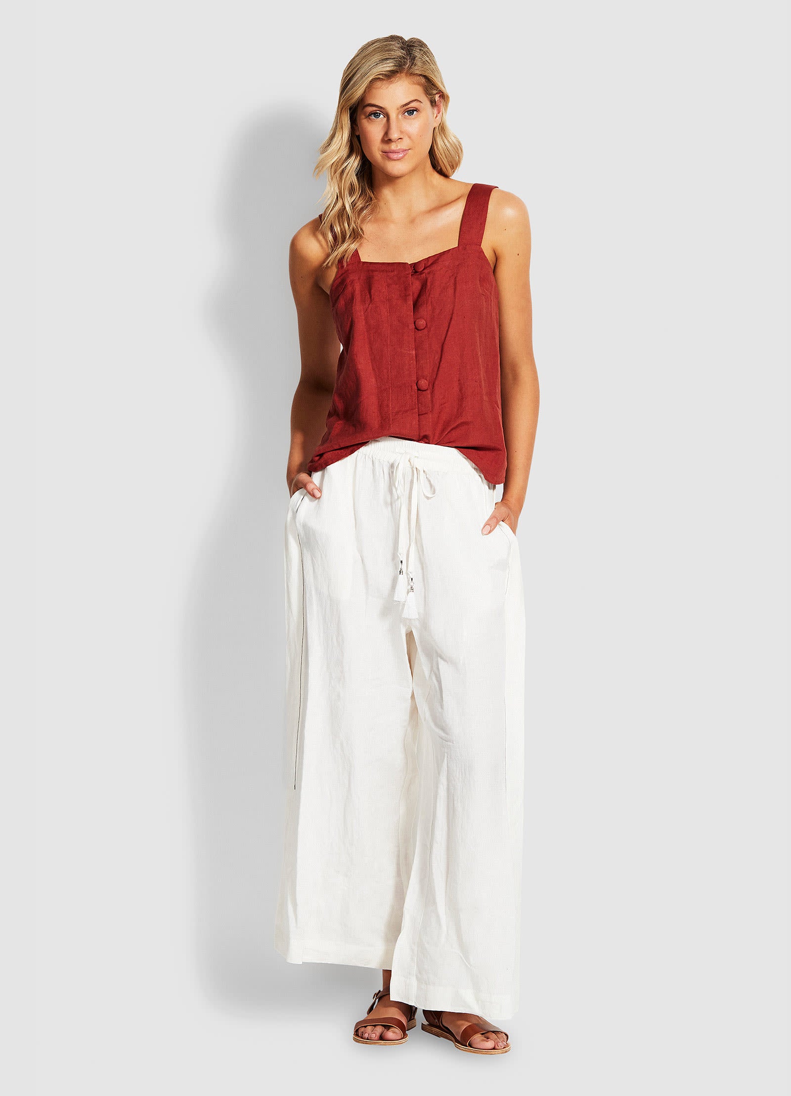 Weekender Linen Pant - White - White