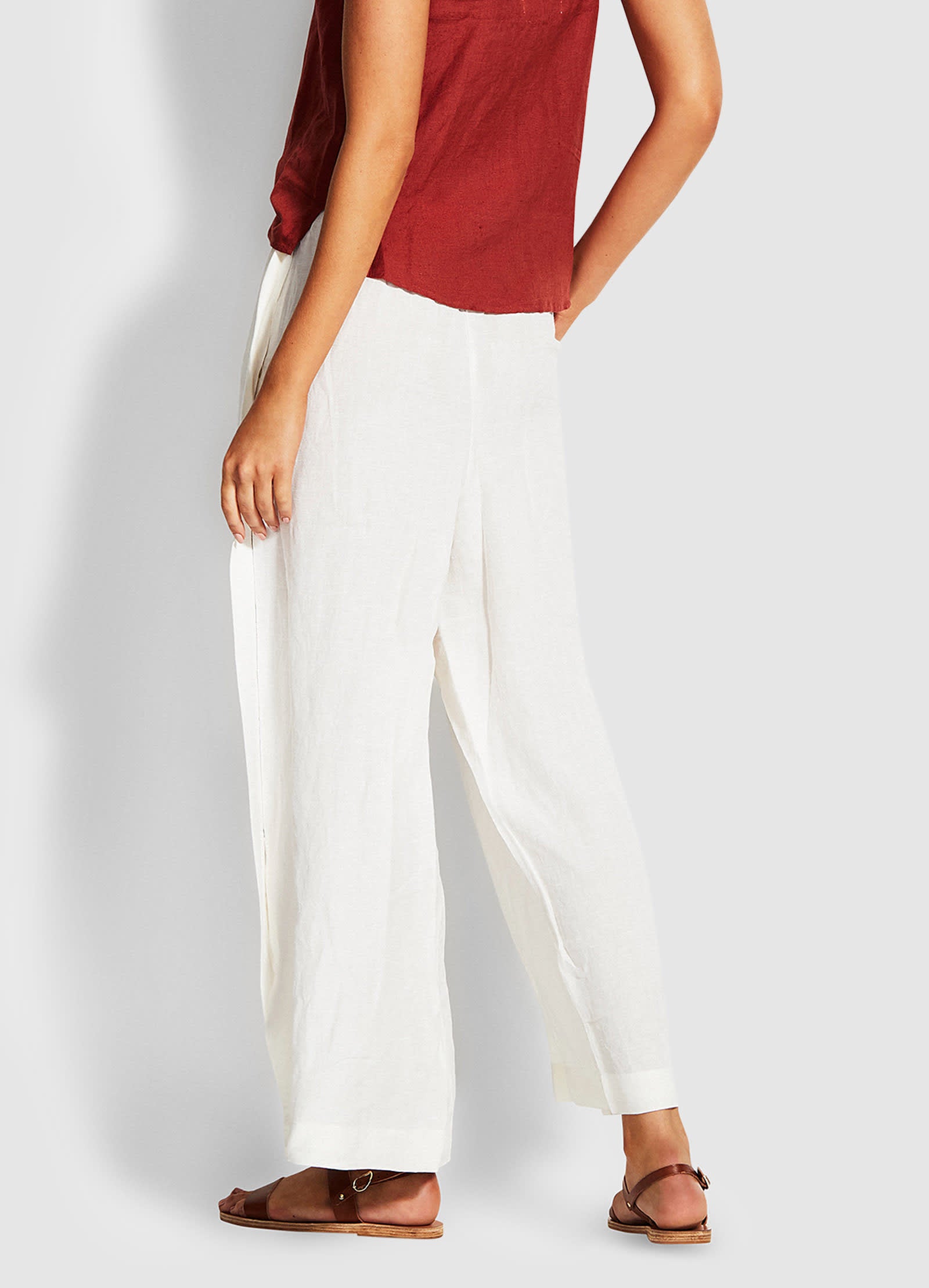 Weekender Linen Pant - White - White view 4