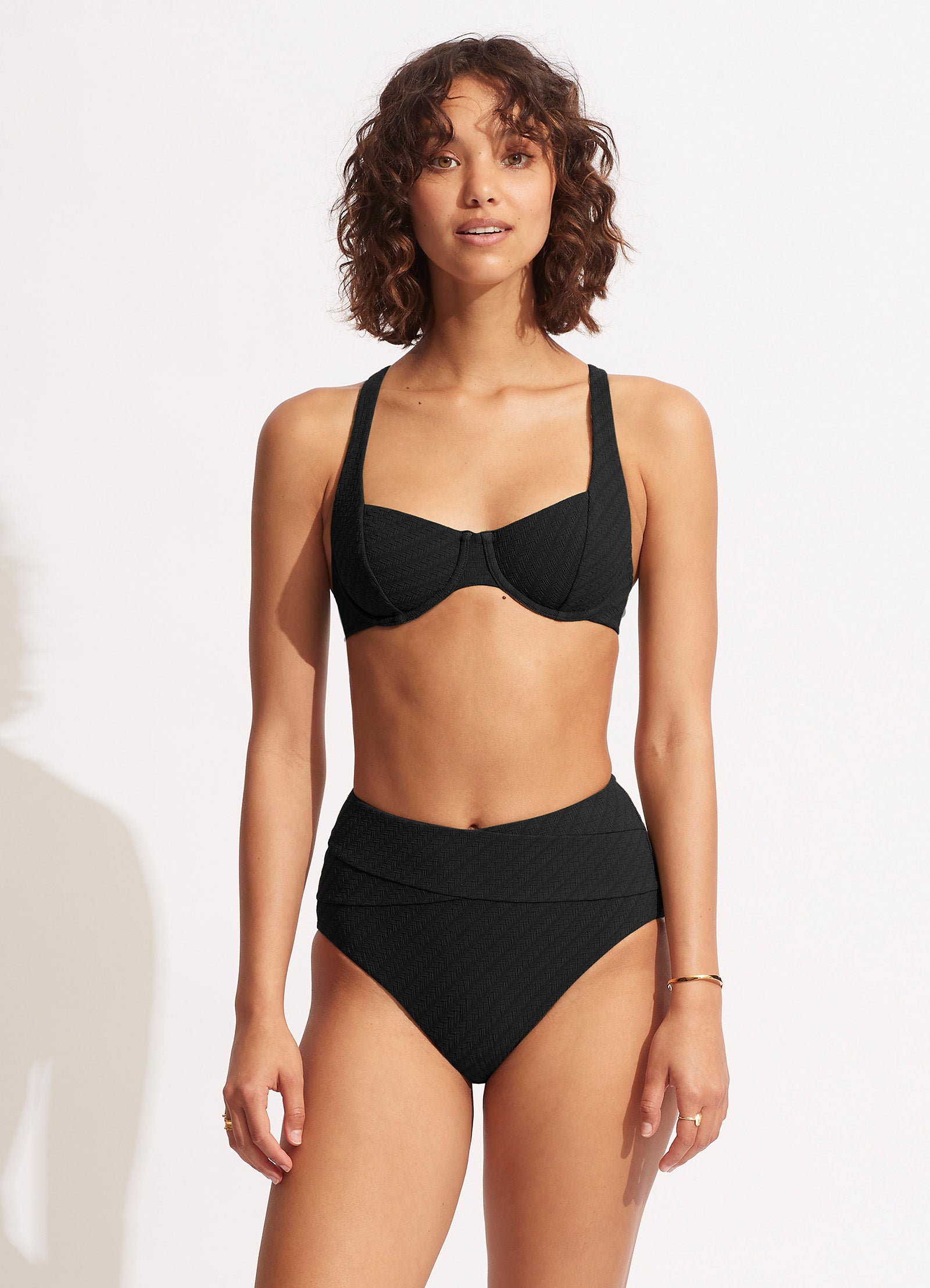 Willow High Waist Bikini Bottom - Black - Black