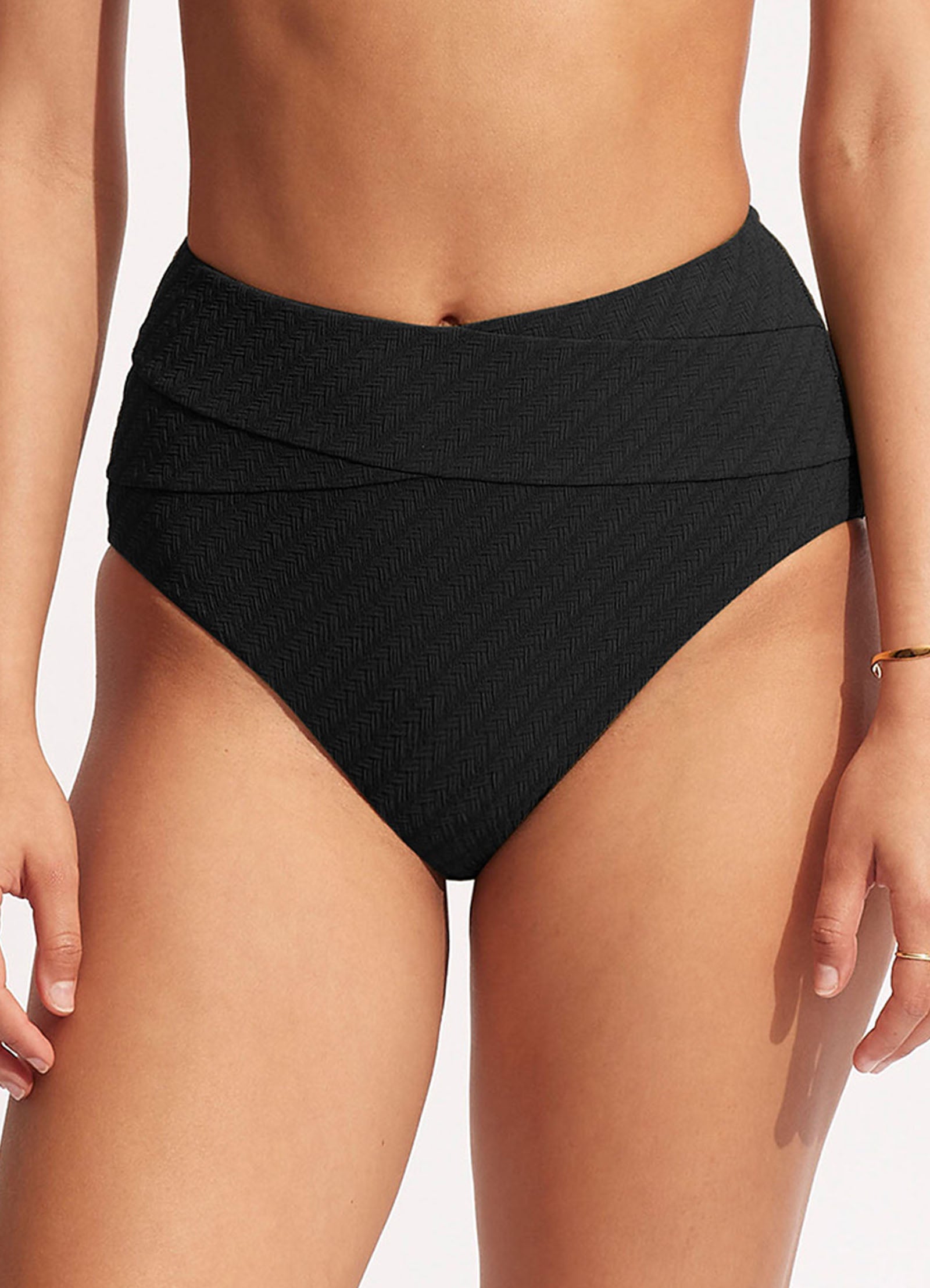 Willow High Waist Bikini Bottom - Black - Black view 2