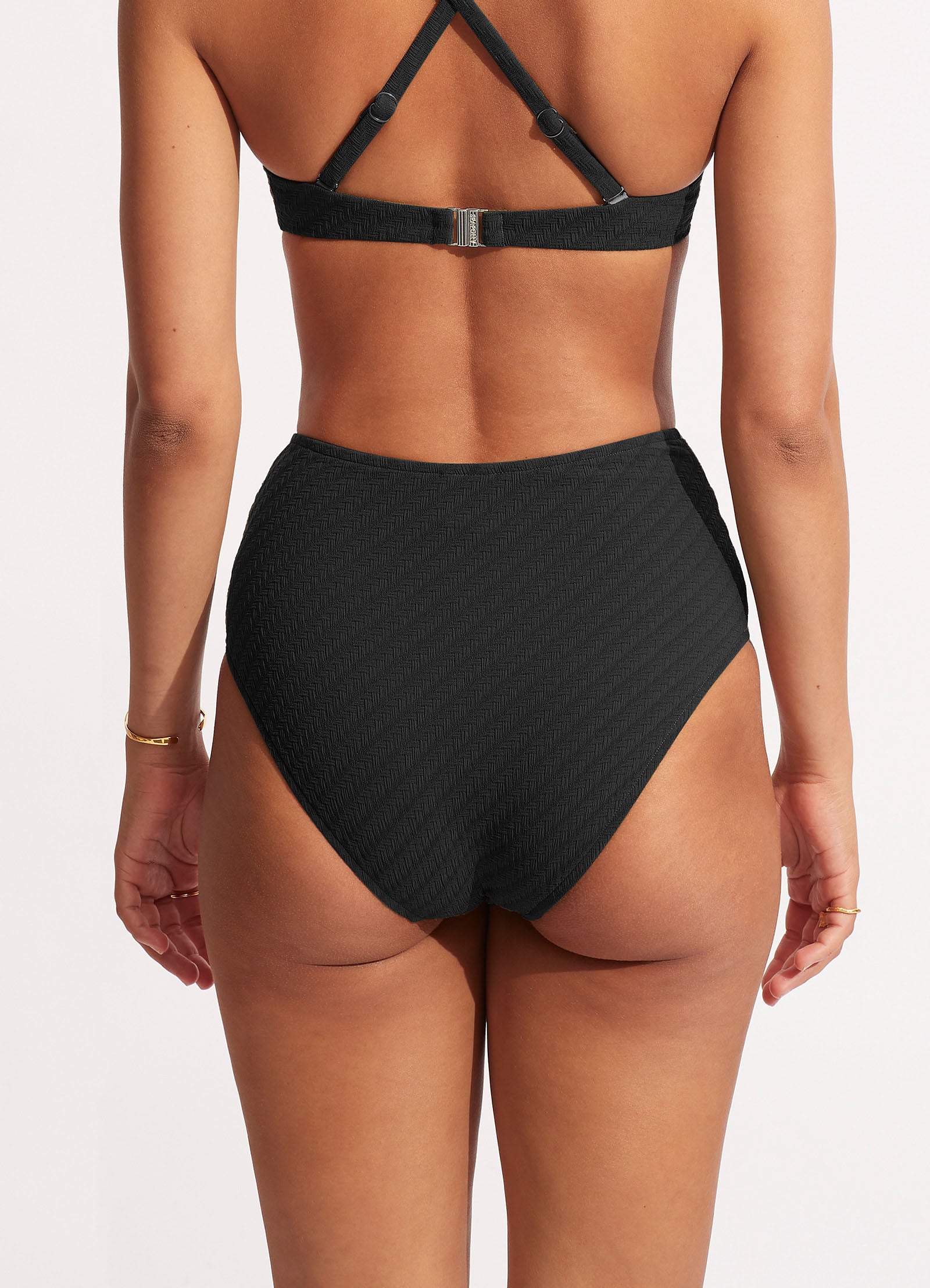 Willow High Waist Bikini Bottom - Black - Black view 5