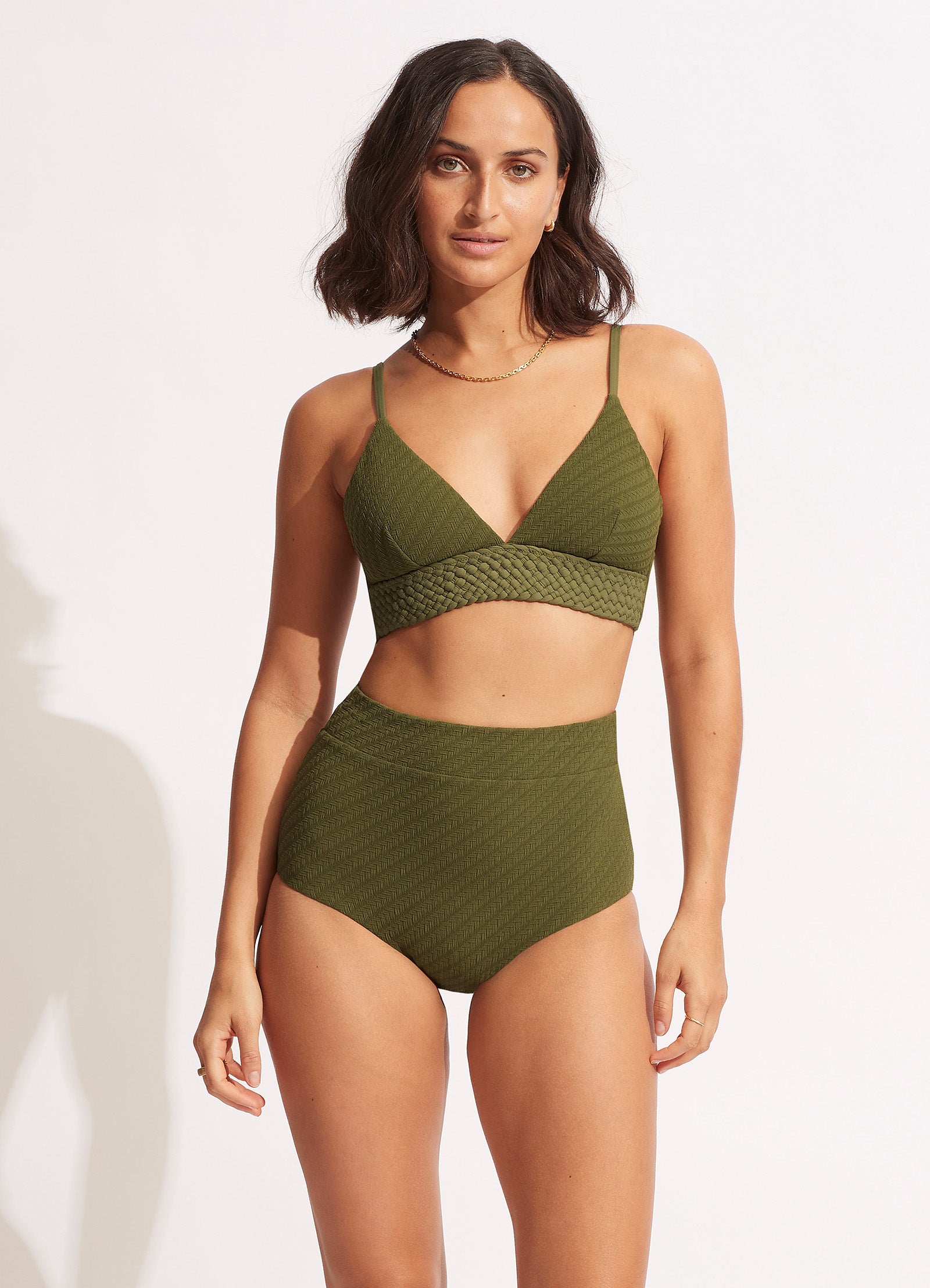 Willow High Waisted Bikini Bottom - Avocado - Avocado view 7