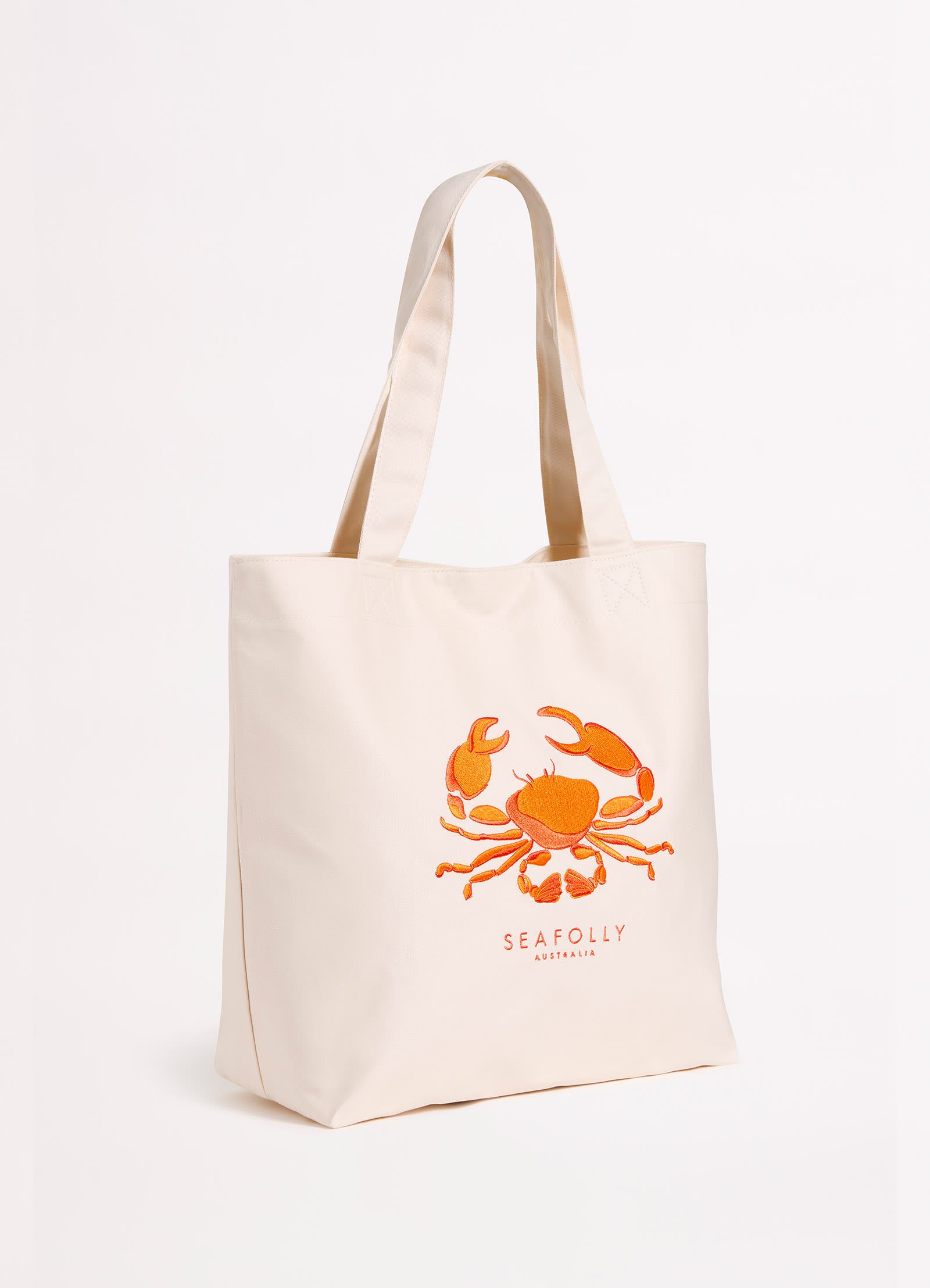 Wish You Were Here Embroidered Tote Bag - Crab Orange - Crab Orange view 2