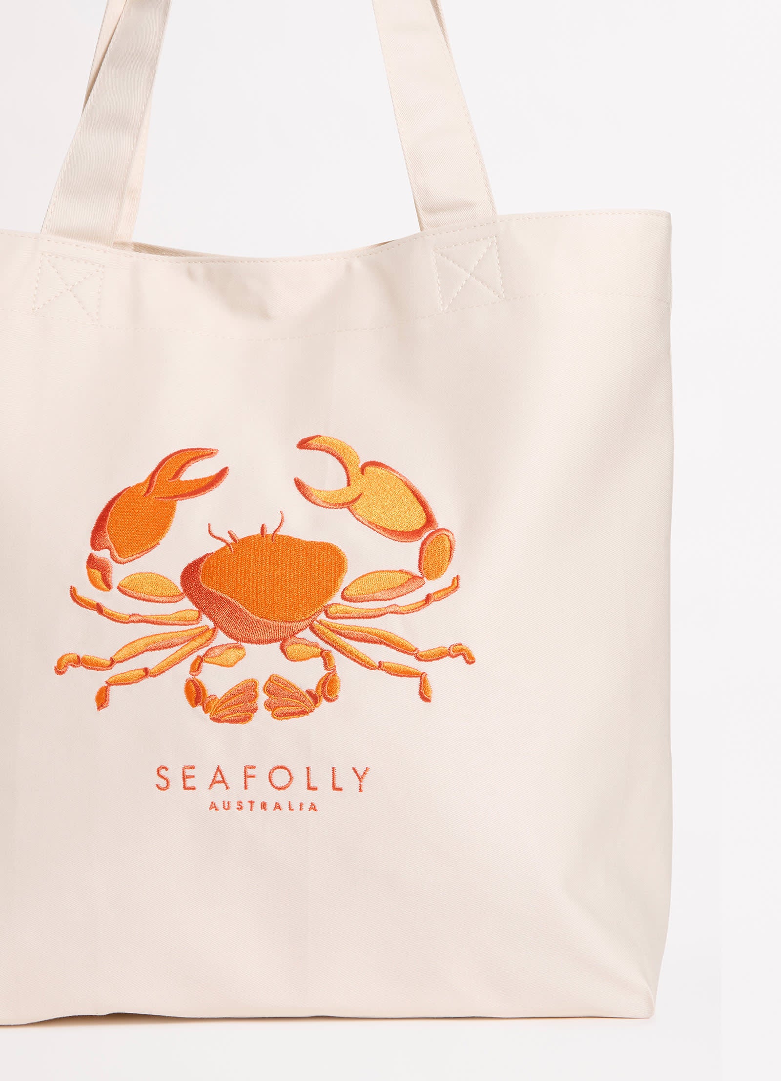 Wish You Were Here Embroidered Tote Bag - Crab Orange - Crab Orange view 3