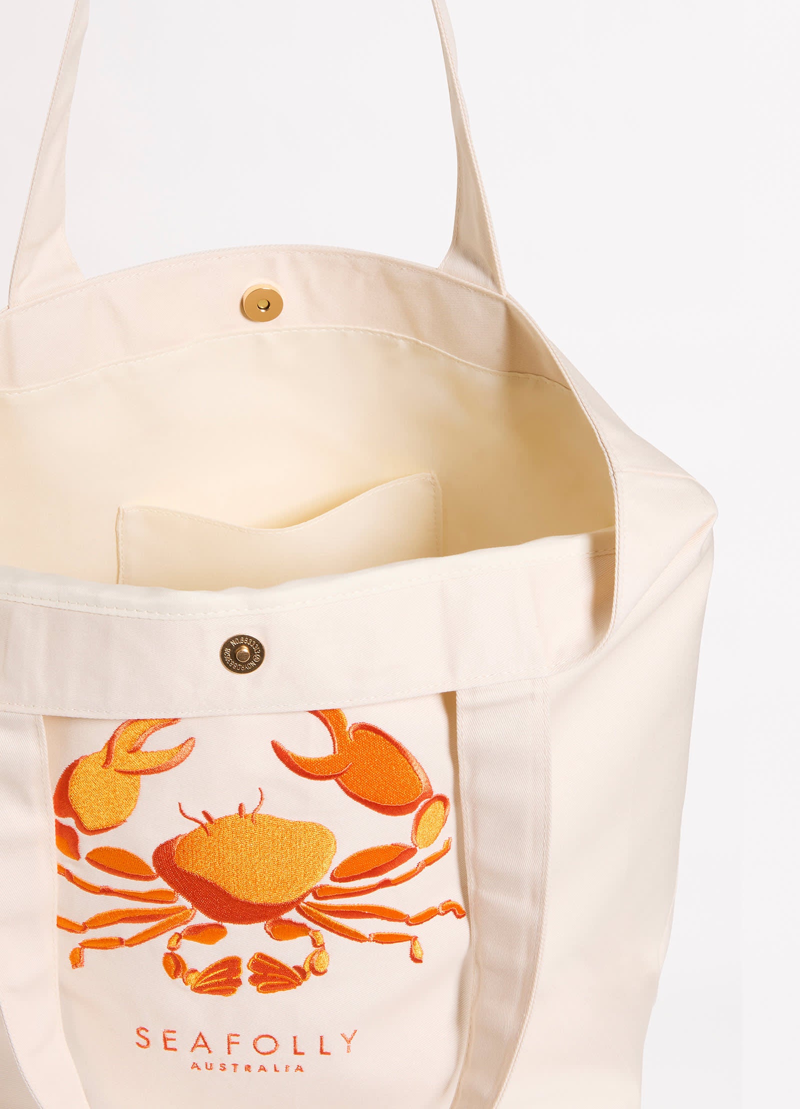 Wish You Were Here Embroidered Tote Bag - Crab Orange - Crab Orange view 4