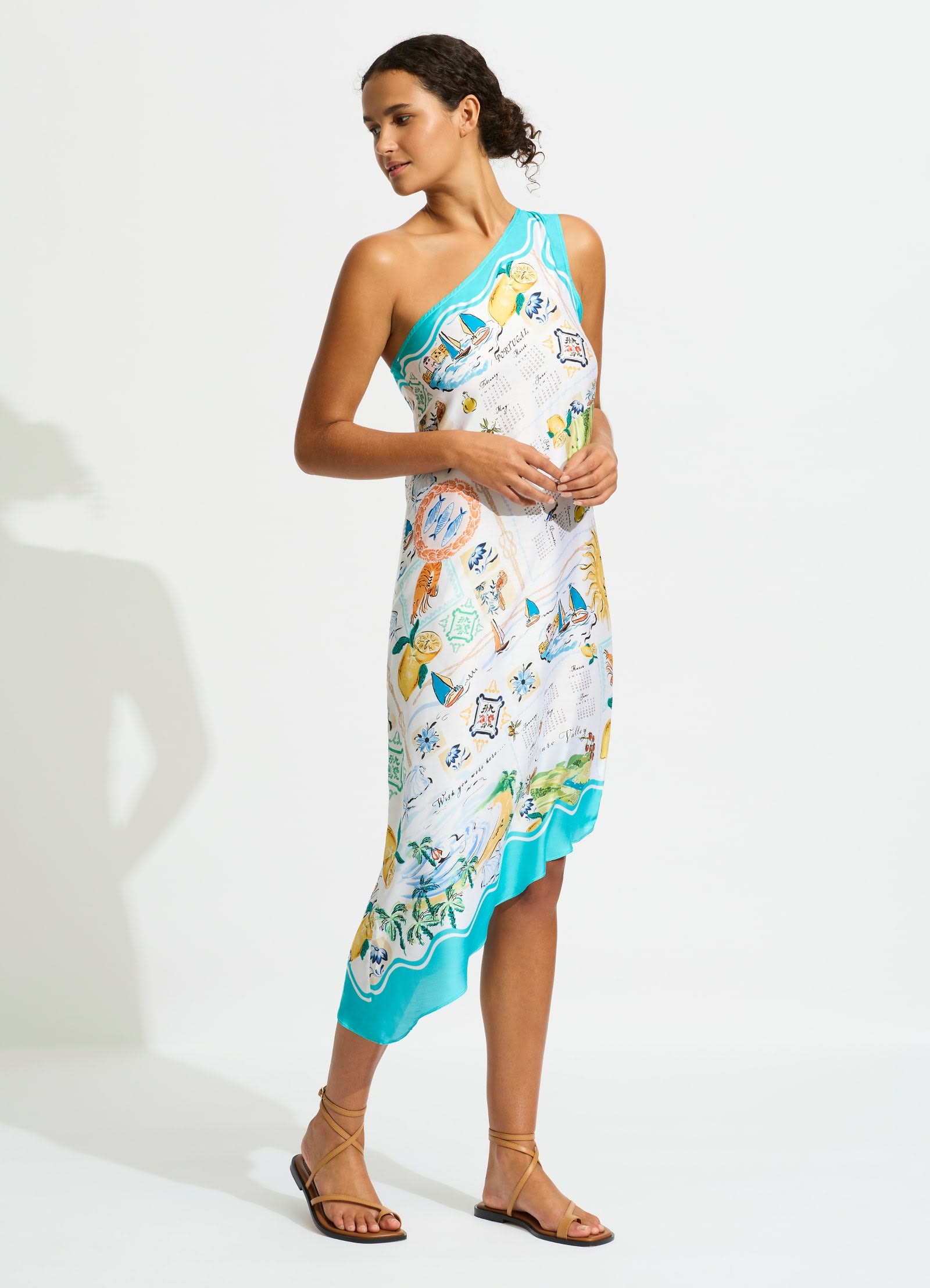 Wish You Were Here One Shoulder Midi Dress - Atoll Blue - Atoll Blue view 2