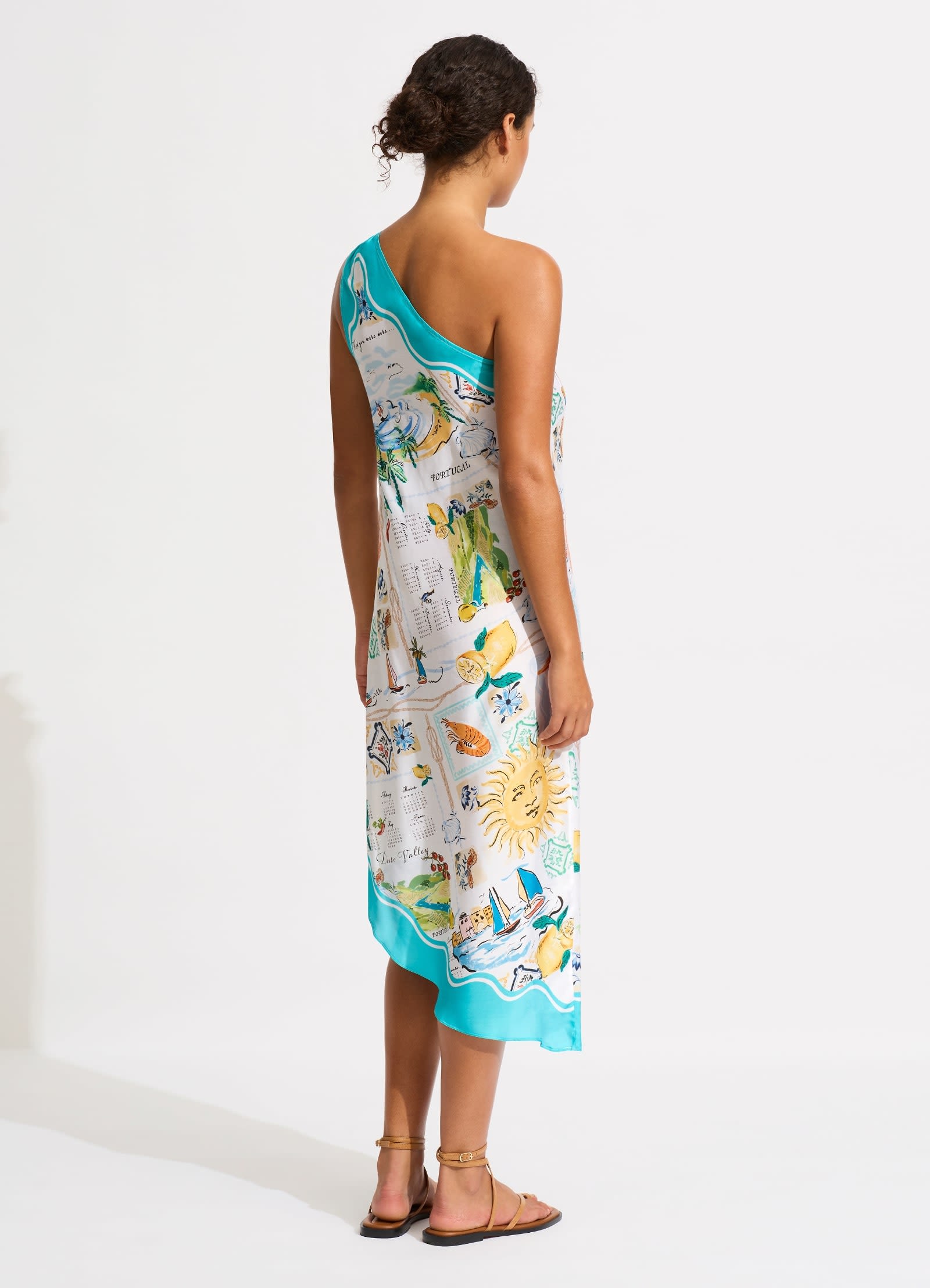 Wish You Were Here One Shoulder Midi Dress - Atoll Blue - Atoll Blue view 3