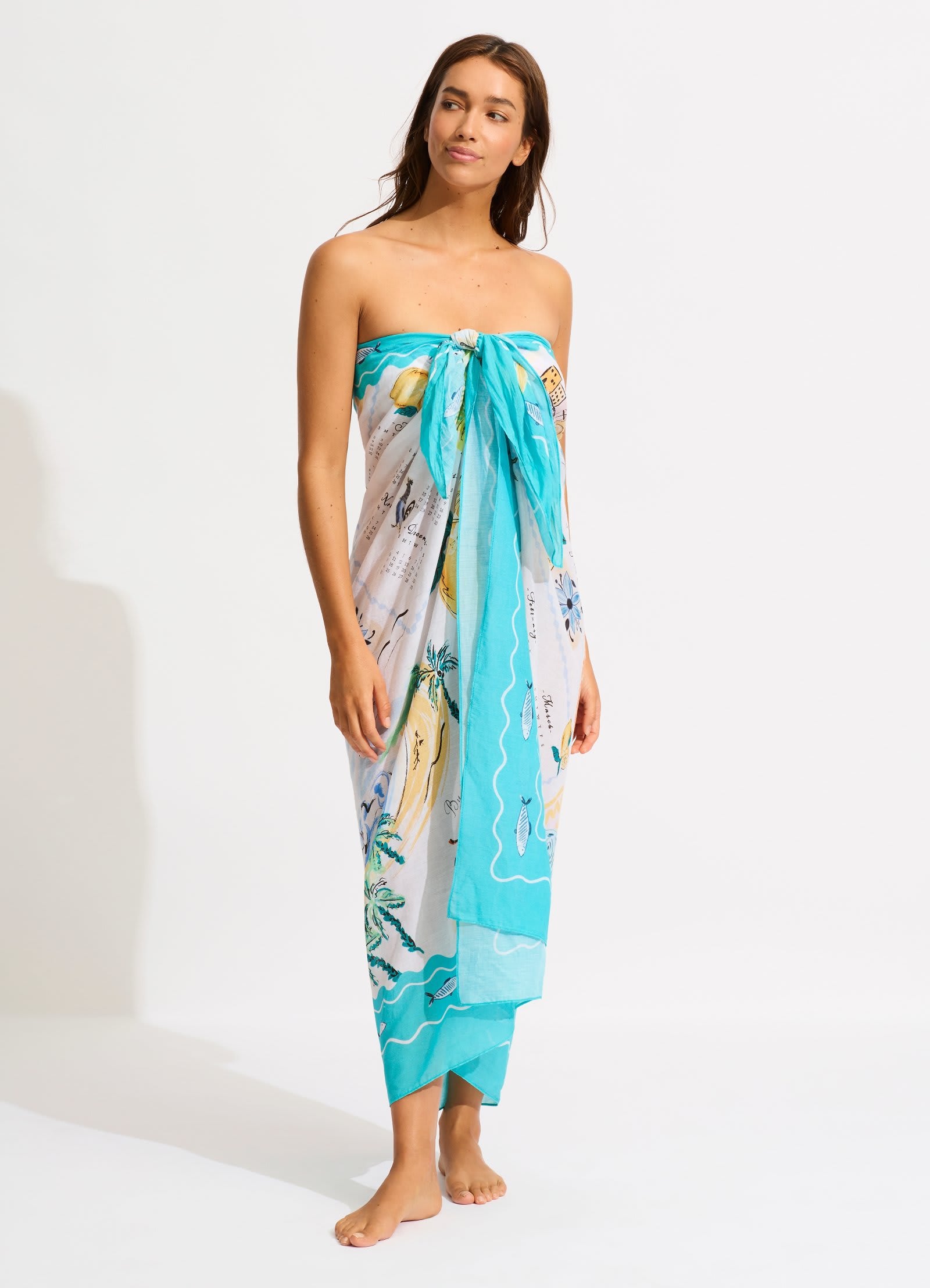 Wish You Were Here Sarong - Atoll Blue - Atoll Blue view 6