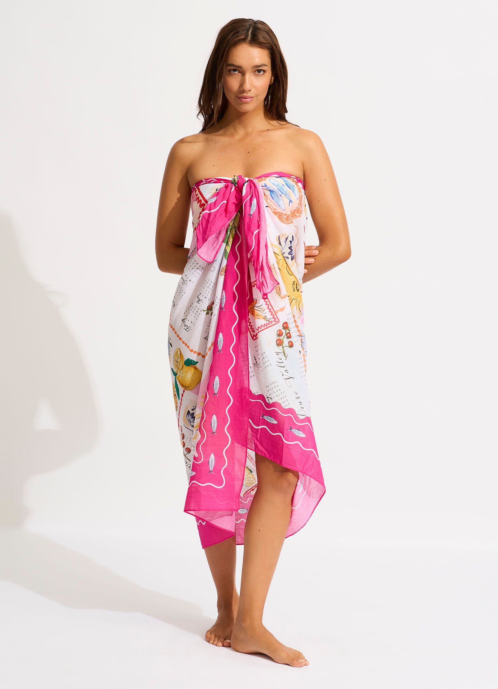 Wish You Were Here Sarong - Fuchsia Rose - Fuchsia Rose view 5