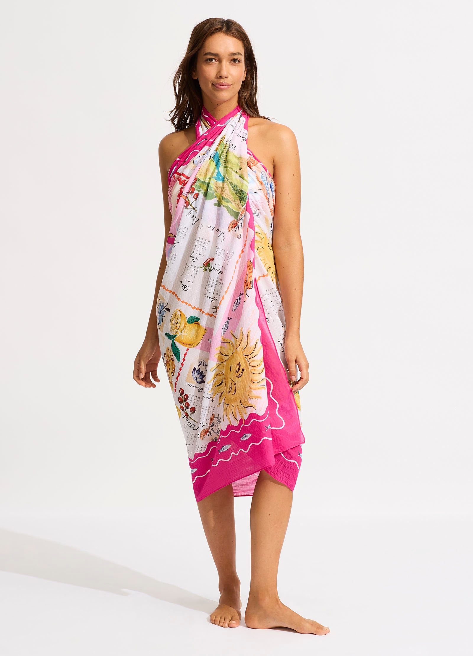 Wish You Were Here Sarong - Fuchsia Rose - Fuchsia Rose view 6