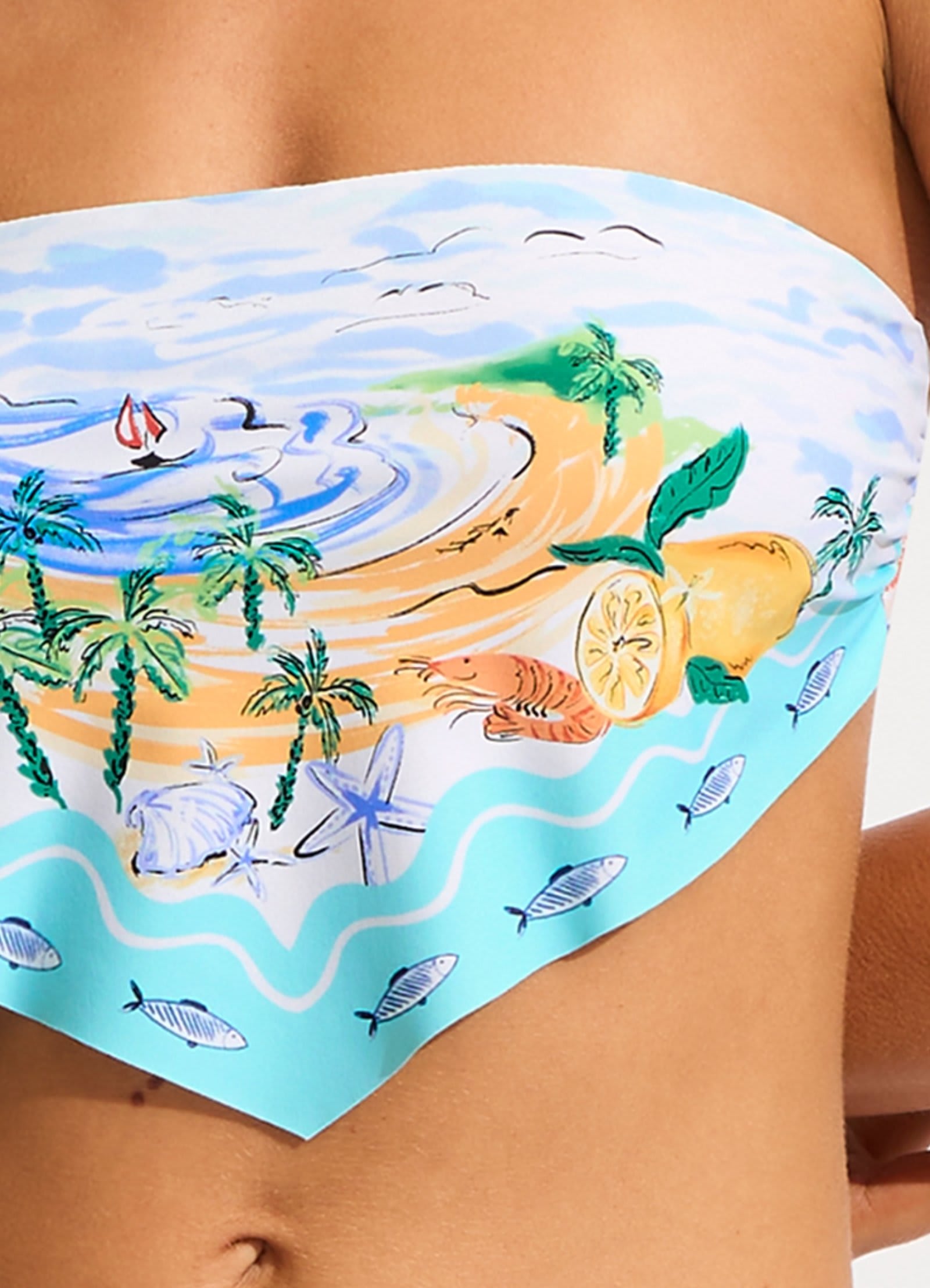 Wish You Were Here Scarf  Bandeau Bikini Top - Atoll Blue - Atoll Blue view 6