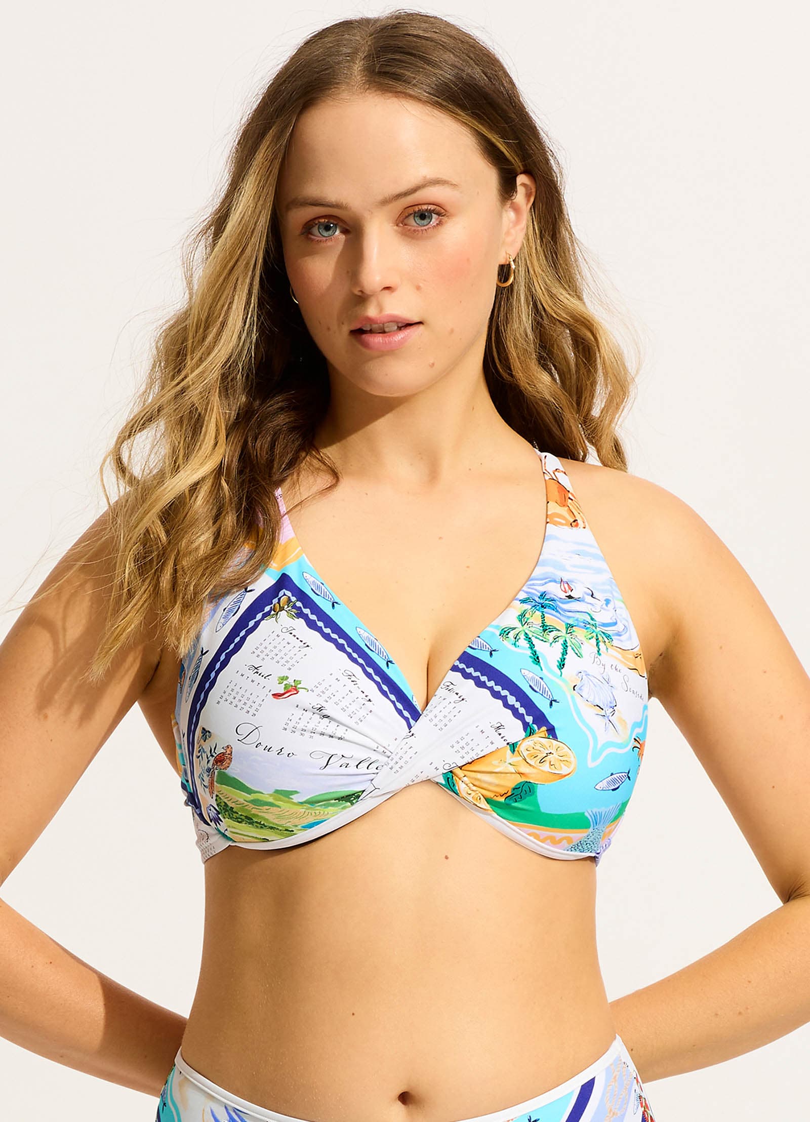 Wish You Were Here Wrap Front F Cup Bikini Top - Atoll Blue - Atoll Blue view 2