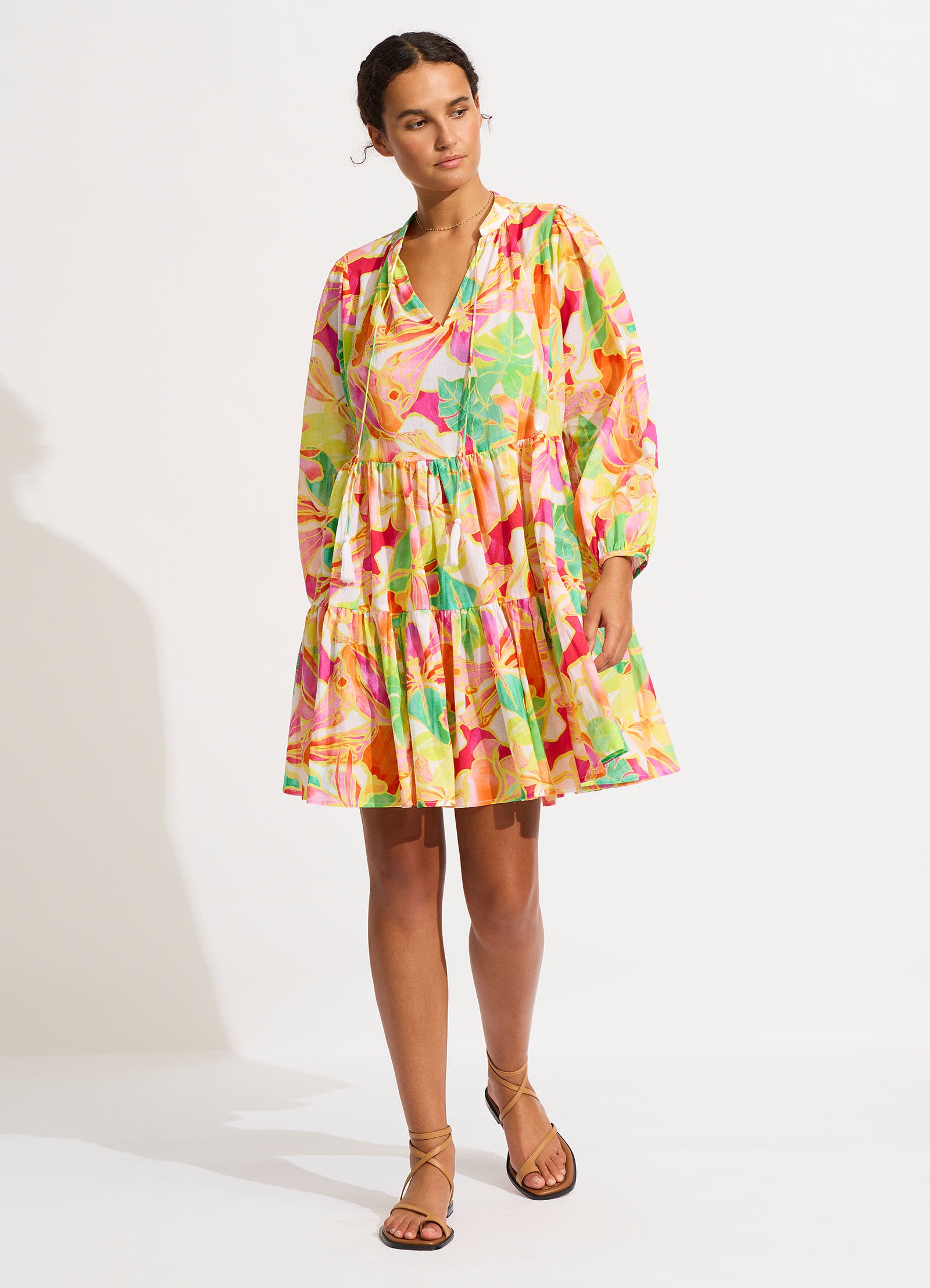 Wonderland Tiered Mini Dress - Fuchsia Rose - Fuchsia Rose view 2