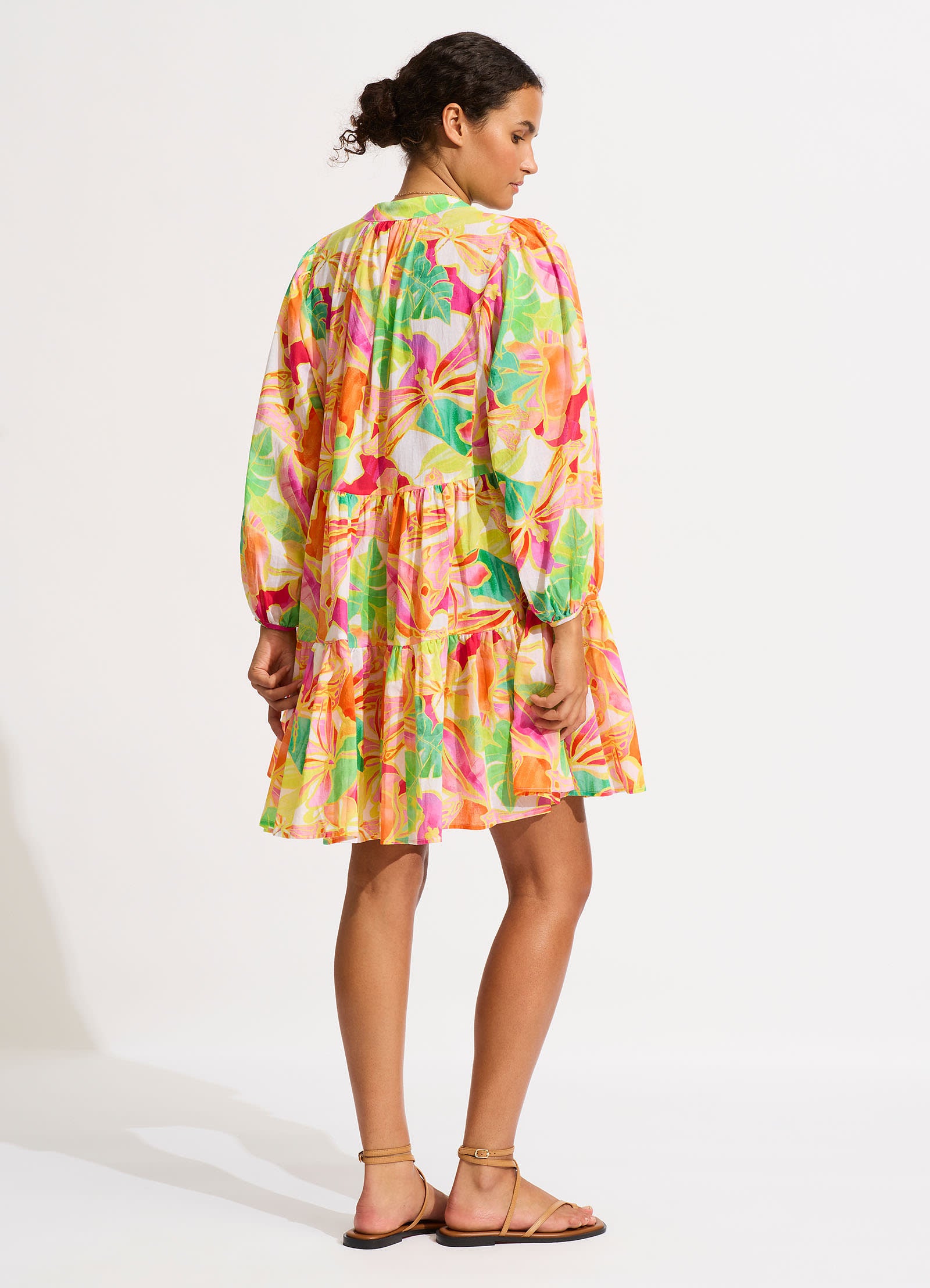 Wonderland Tiered Mini Dress - Fuchsia Rose - Fuchsia Rose view 4