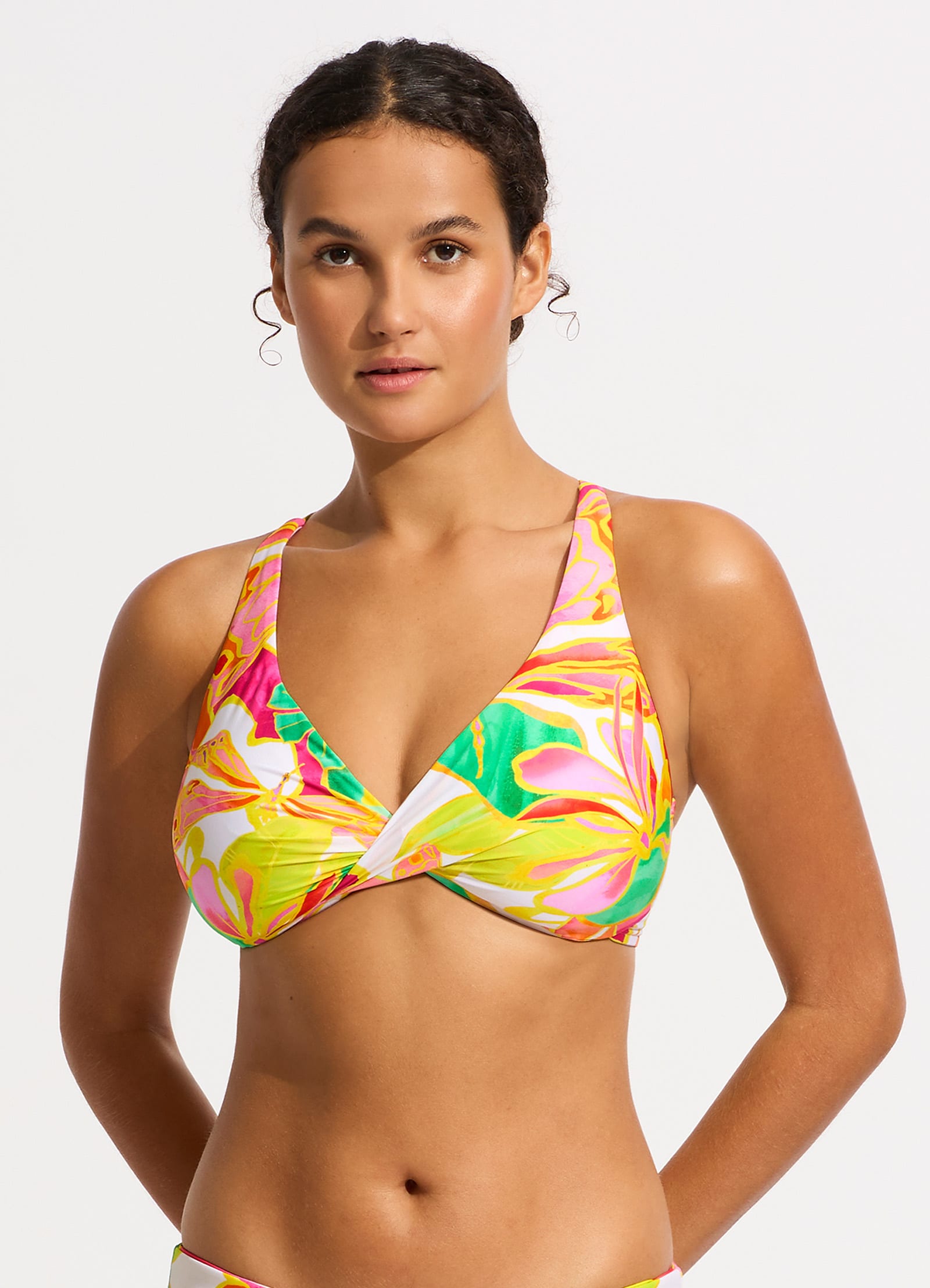 Wonderland Wrap Front F Cup Bikini Top - Fuchsia Rose - Fuchsia Rose view 2
