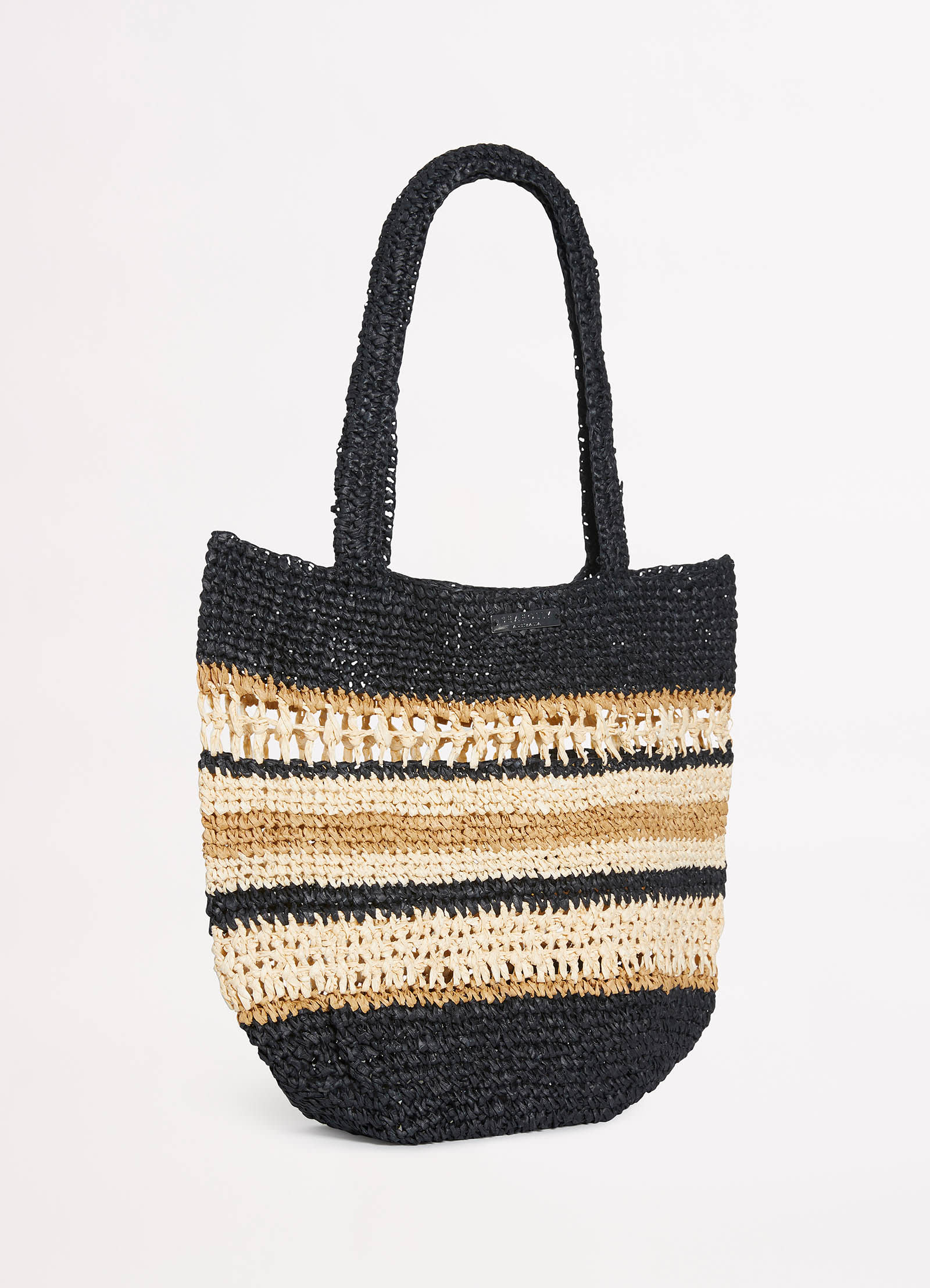 Woven Stripe Basket - Black - Black view 2