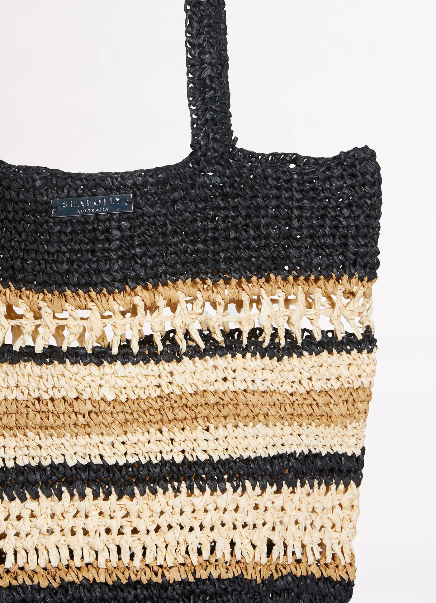 Woven Stripe Basket - Black - Black view 3