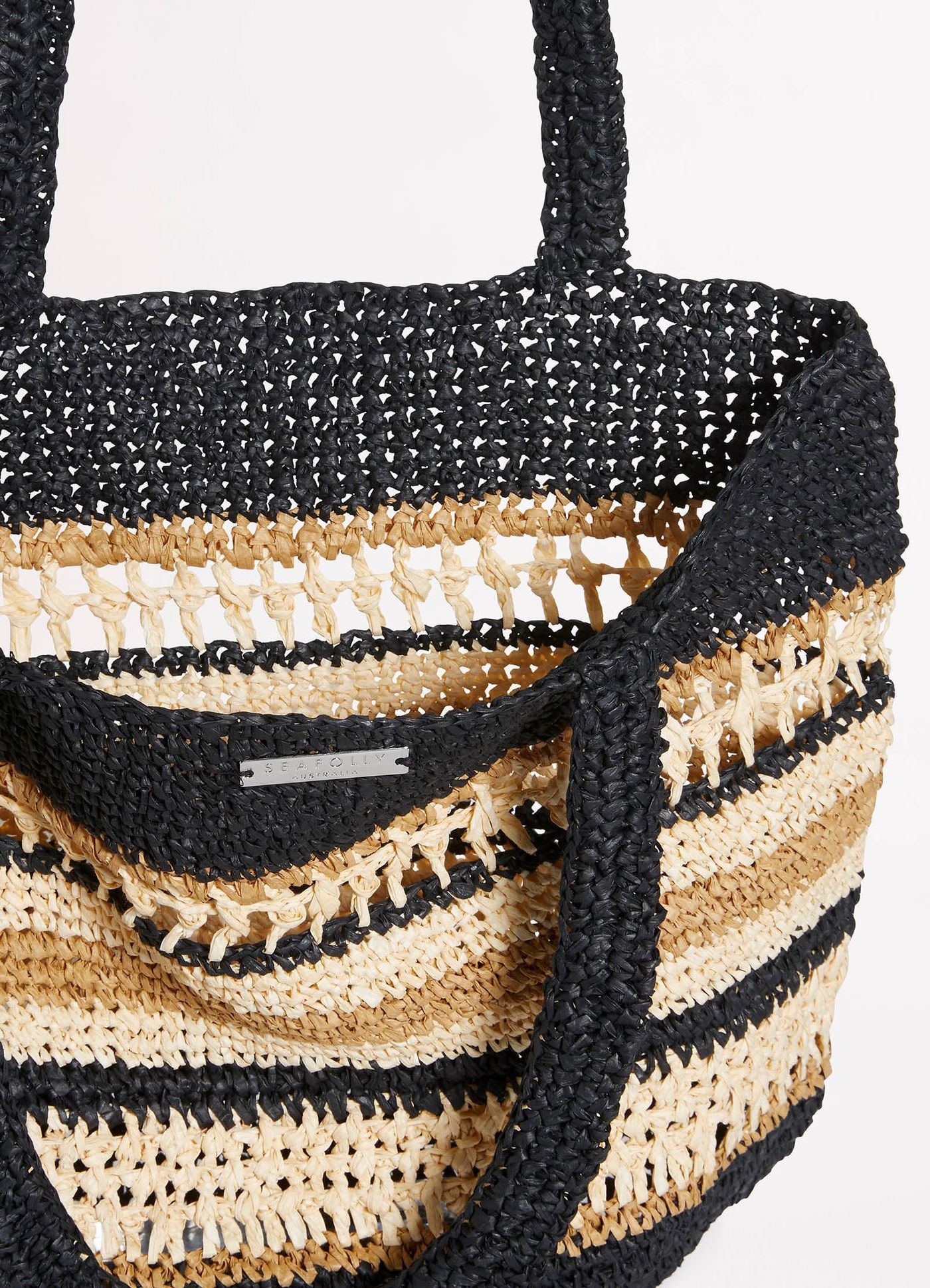 Woven Stripe Basket - Black - Black view 4