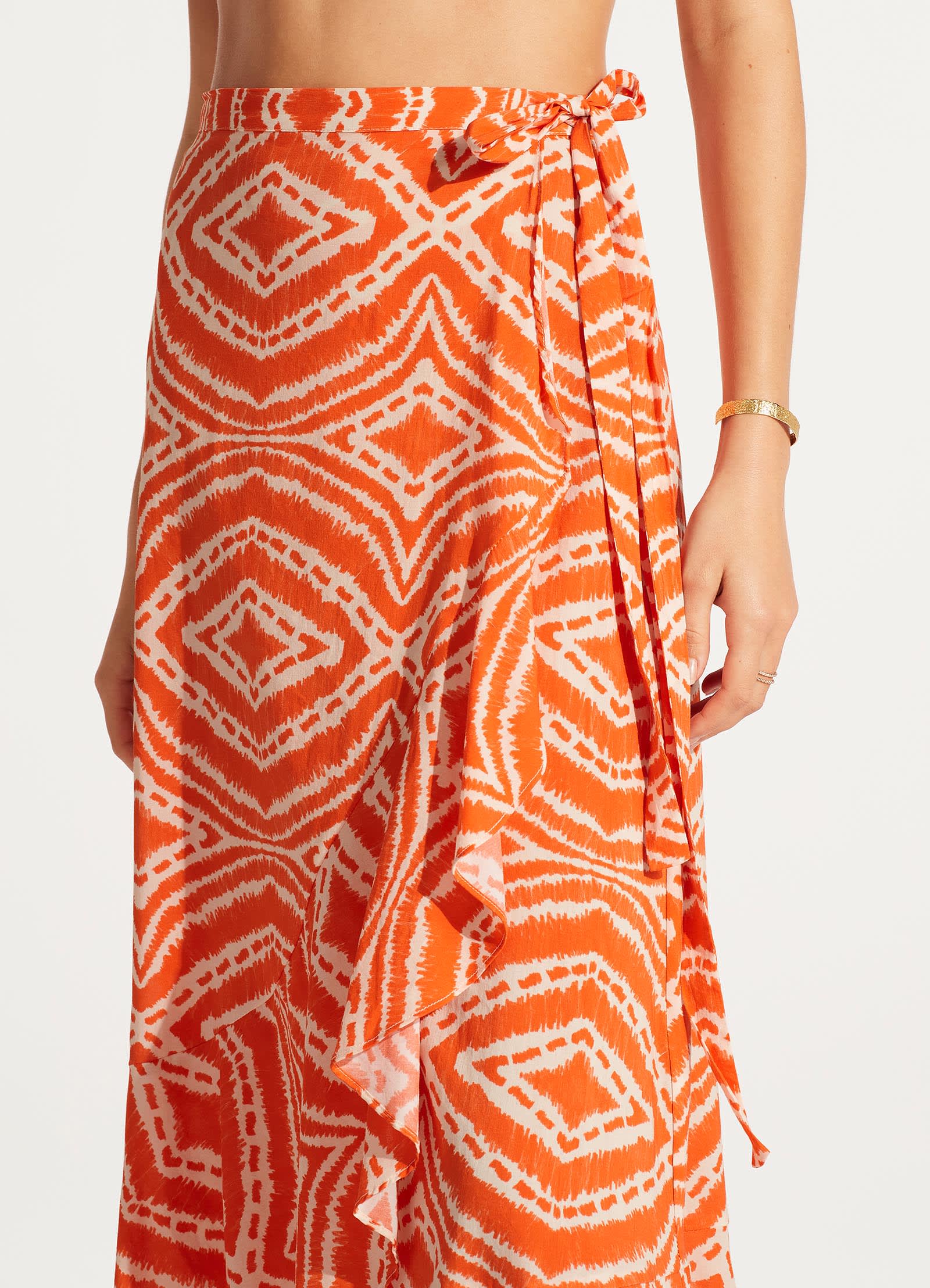 Zanzibar Wrap Skirt - Mandarin - Mandarin view 5